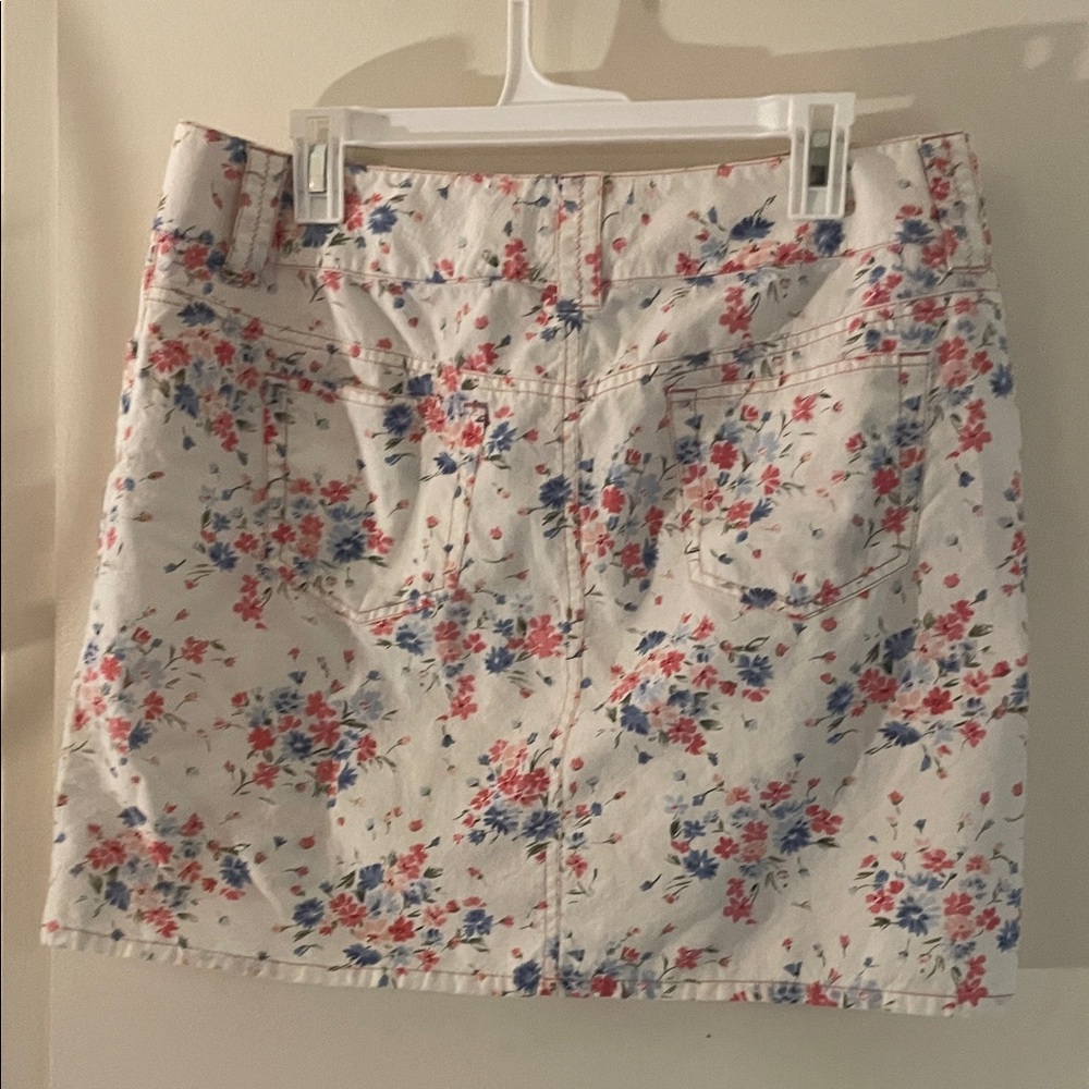LOFT Floral Mini Skirt Pink Blue Botanical Size 14 - Picture 5 of 13